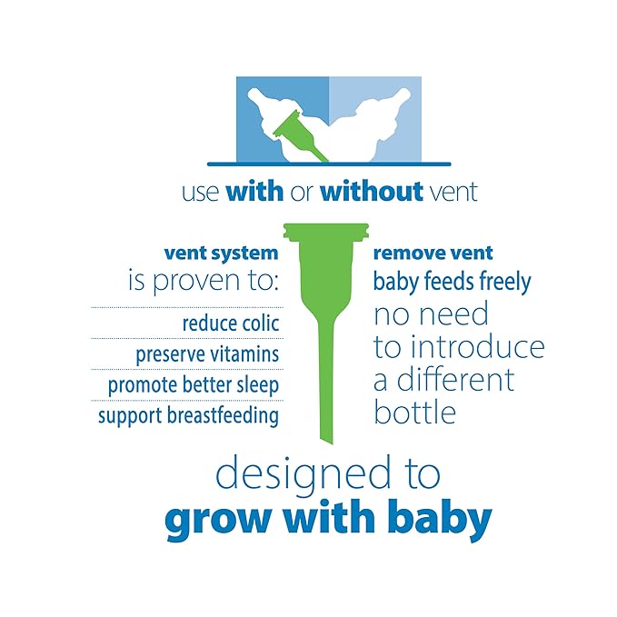 Dr. Brown's Natural Flow Anti-Colic Options+ Narrow Baby Bottles 4 oz/120 mL, with Level 1 Slow Flow Nipple, 3 Pack, 0m+ Blue