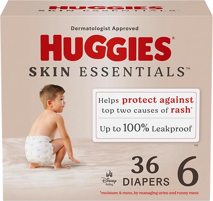 Huggies Size 6 Diapers, Skin Essentials Baby Diapers, Size 6 (35+ lbs), 36 Count