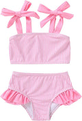 YOUNGER TREE Toddler Girls Two Pieces Swimsuit Color Block Stripe Swimwear Summer Beach Bathing Suit 18M-5T