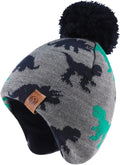 JANGANNSA Knitted Baby Hat Scarf Set Winter Warm Boys Girls Beanie Fleece Lining Toddler Kids Hats with Pompom