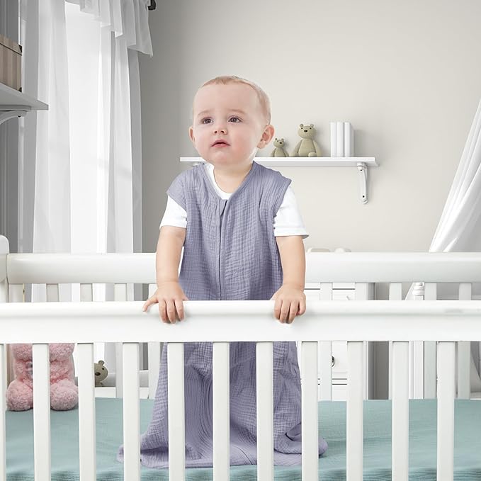 2 Pack Baby Sleep Sack 0-24 Months Baby Sleeping Bag 2-Way Zipper Toddler Wearable Blankets (Gray&Green TOG 0.3, Small)