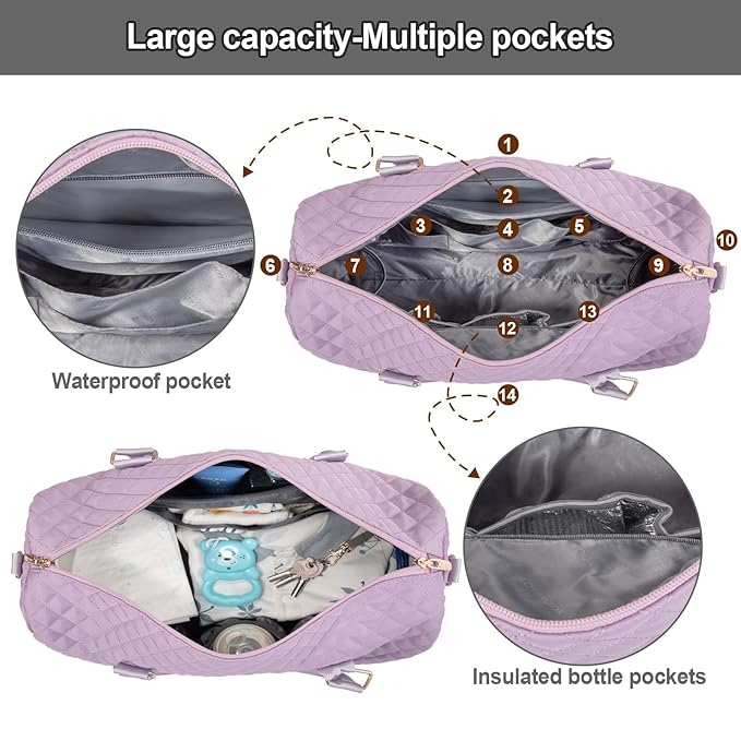 LOVEVOOK Diaper Bag Tote with Pacifier Case and Changing Pad, Large Capacity Mommy Bag for Hospital and Weekender Travel, Functional Baby Bag Newborn Baby Essential