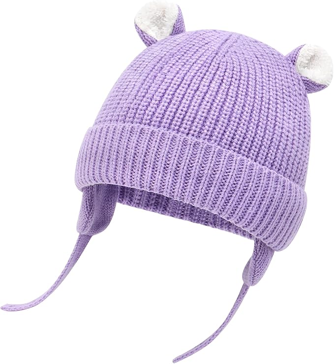 Duoyeree Cozy Baby Beanie with Earflaps and Fleece Lining - Winter Hat for Baby Boys & Girls