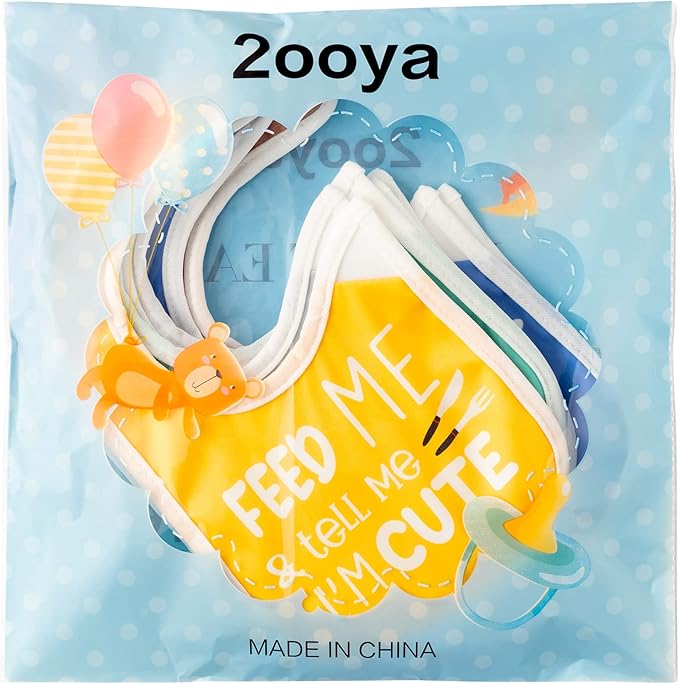 7Pcs Cotton Waterproof Baby Bibs Hook Loop Closure Newborn Bib Keepsake Baby Gift for Drooling Feeding Eating
