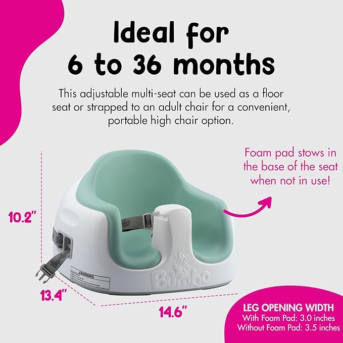 Bumbo 2 Pack 3-in-1 Multi-Seat for 6 to 36 Months, Travel Baby Feeding and Play Floor Seat, All-in-One Portable Booster with Tray & Toddler High Chair, Hemlock