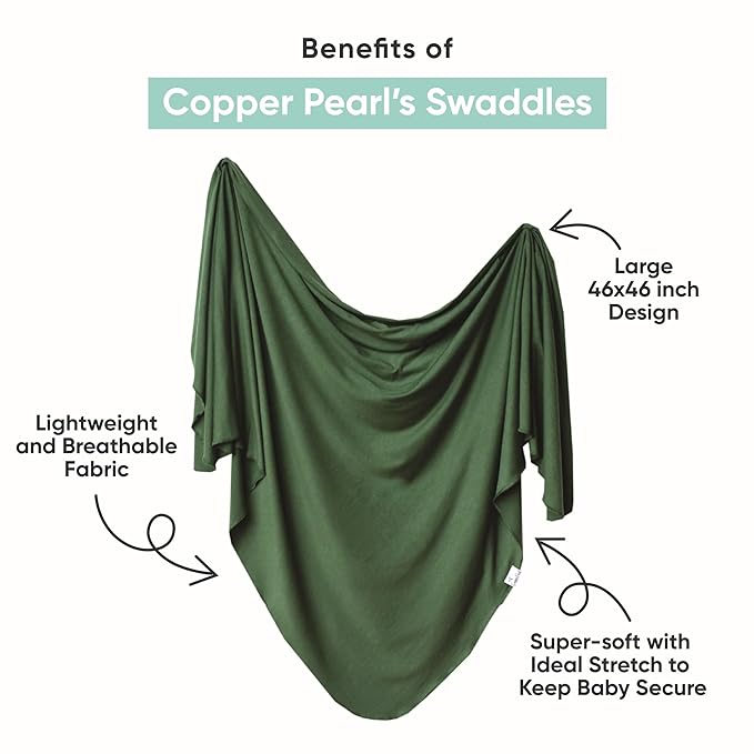 Copper Pearl Baby Swaddle Blanket - Premium Knit Baby Blanket, Large Soft Stretchy Receiving Blankets for Baby Boy and Girl, Swaddles for Newborn, Infant, and Toddler (Moss)