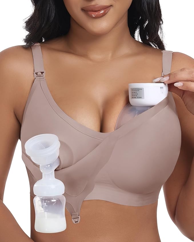 As Fairy Wireless Seamless Pumping Bra Hands Free Nursing Bra Wirefree Comfort Wearable Breast Pump Brass