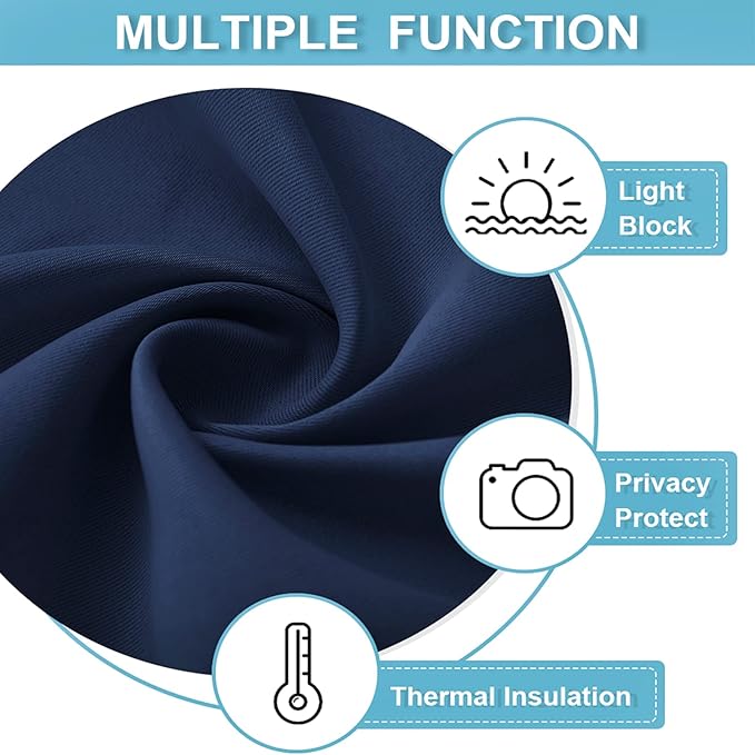 RYB HOME Privacy Curtain for Sliding Glass Door, Light Block Noise Reduce Insulated Curtain Screen Ceiling to Floor for Locker Room Basement Bedroom Closet, 100 inch Wide x 90 inch Long, Navy