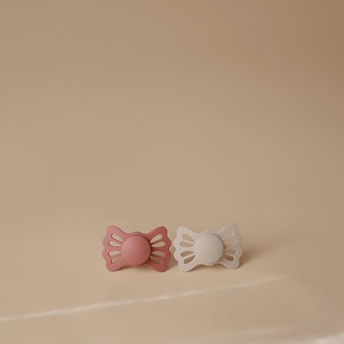 FRIGG Lucky Symmetrical SilkySoft Silicone Baby Pacifier | Made in Denmark | BPA-Free (Blush/Cedar, 6-18 Months)