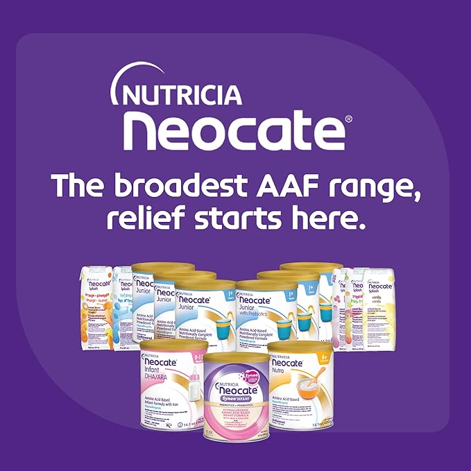 Nutricia Neocate Junior - Hypoallergenic, Dairy-free, Amino Acid-Based Formula for 1+ Years - For Toddlers, Kids & Teens - Powdered Formula - Vanilla - 14.1 oz can (Case of 4)
