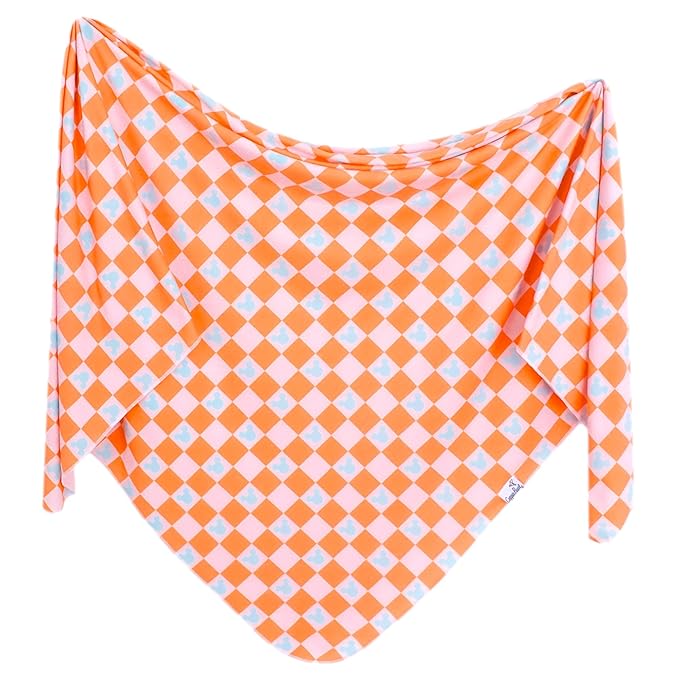 Copper Pearl Large Premium Knit Baby Swaddle Receiving Blanket 'Mickey Mouse Check'