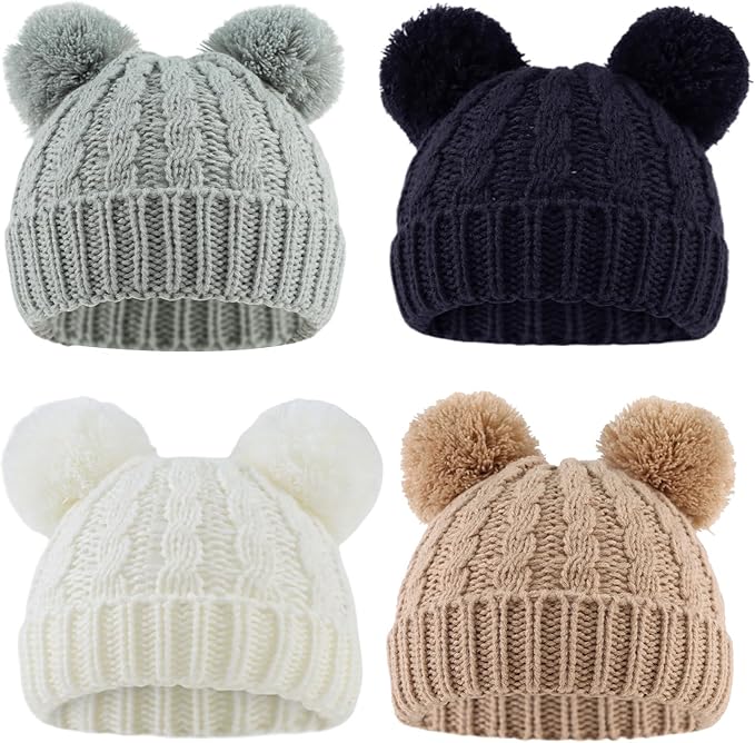 Yuoahcn Baby Girl Beanie Winter Baby Boy Hat with Pom pom Warm Infant Knitted Hats Toddler Kid Beanies