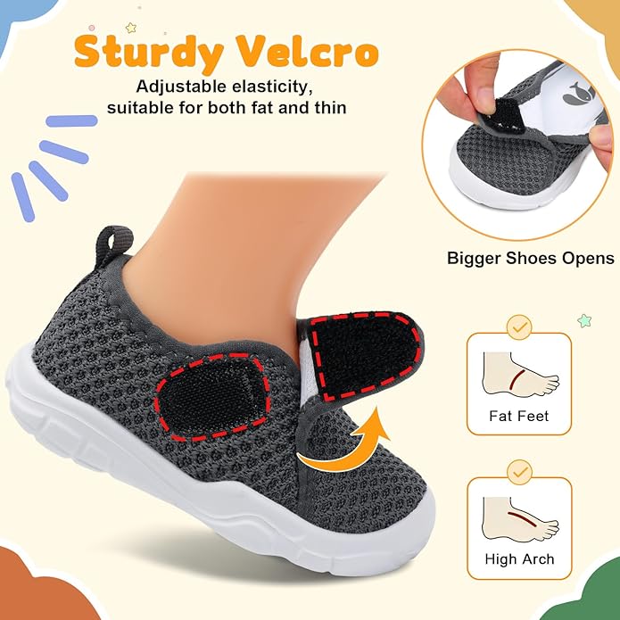FEETCITY Baby Shoes Boys Girls First Walking Shoes Infant Sneakers Lightweight Slip On Shoe