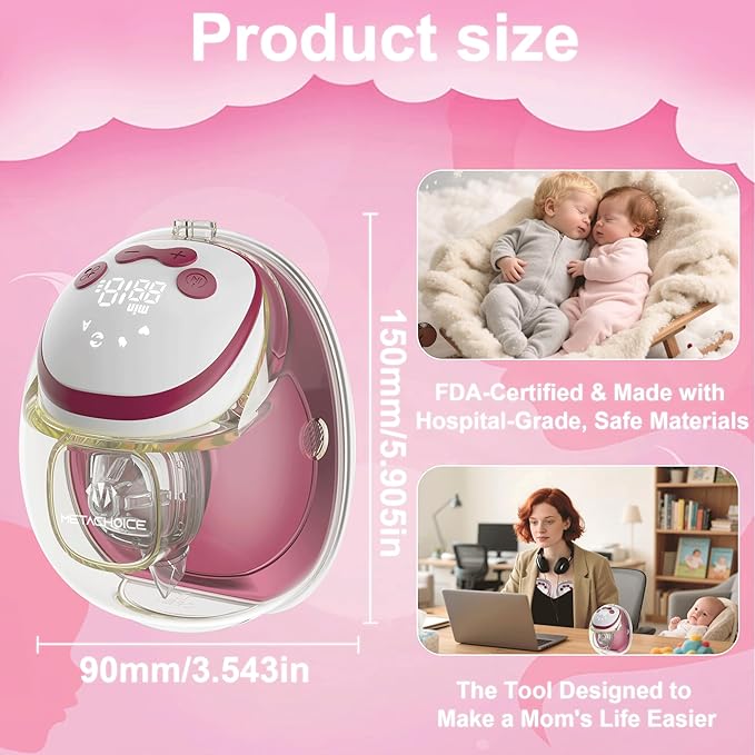 Wearable Breastfeeding Pump & Lactation Massager, FDA Cleared with Hospital-Grade Suction, Hands-Free, Invisible & Quiet, 4 Modes | 15 Levels, BPA-Free PA12, 2-Pack