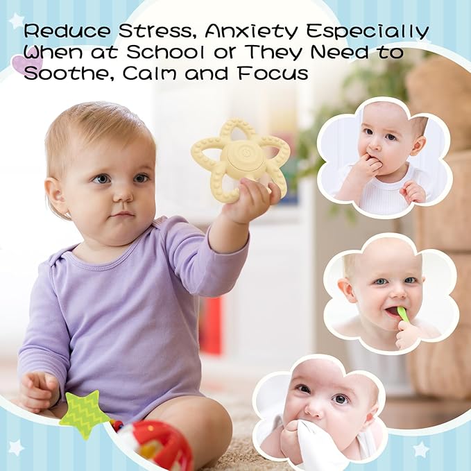 Vibrating Sensory Chew Toy, Teether Teething Toys for Baby 6-18 Months, Sensory Toys for Kids with Autism&Toddler Travel Essential - 3X Vibration Settings, Gifts for Boys Girls