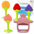 Tinabless Baby Teething Toys 5 Pack, Food Grade Silicone Teething Mitten & Teethers for Babies 3-12 Months, BPA-Free Infant Chew Toys for Teething Relief, Easy-Grip, Freezer Safe, Coral Red