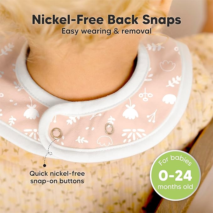KeaBabies 8-Pack Organic Baby Bibs for Boys, Girls - Super Absorbent Cotton Drool Bibs for Baby Girl & Boy, Teething Toddler, Drooling Newborn, Ultra Soft & Machine Washable (Fleur)