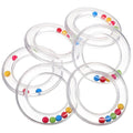 6Pcs Transparent Baby Rattles - Portable Baby Toy Rings with Visible Rolling Beads, Plastic Hand Bell Shaker,Easy-Grasp for Sensory Play Newborn Toddler (3.14 * 3.14 * 0.62in)