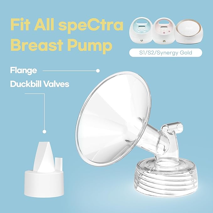 Flange Inserts for Spectra, Spectra Replacement Pump Parts for S1/S2/9 Plus, Not Original Accessories, Breast Pump Parts Include 2-Pack 21mm Flanges and 4-Pack Duckbill Valves