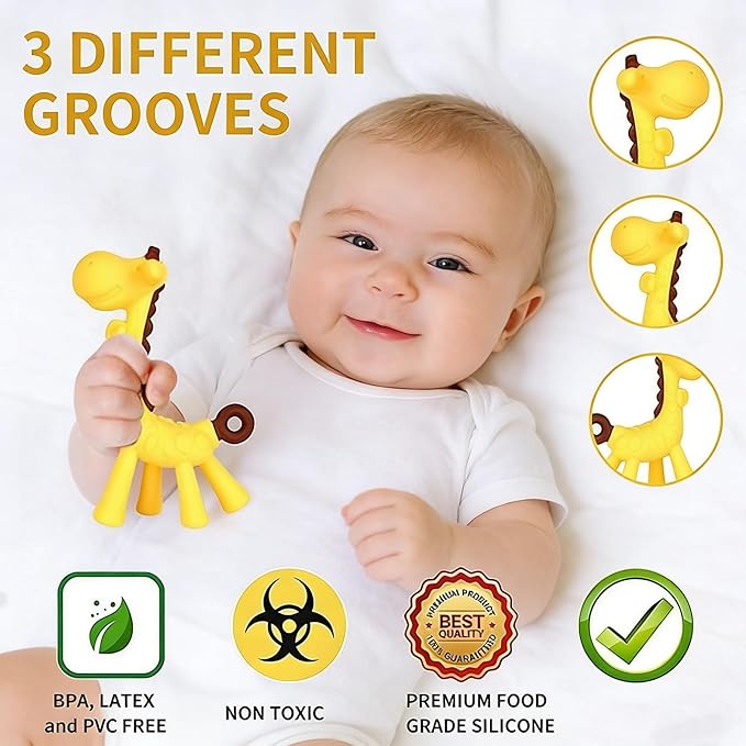 HAILI XMGQ Baby Teething Toys 3-6 Months, Baby Chew Teether Freezer BPA Free, Babies Teething Relief for Infants, Banana Toothbrush, Fruit Shape Giraffe Newborn Teether Gift for Baby Boy and Girl