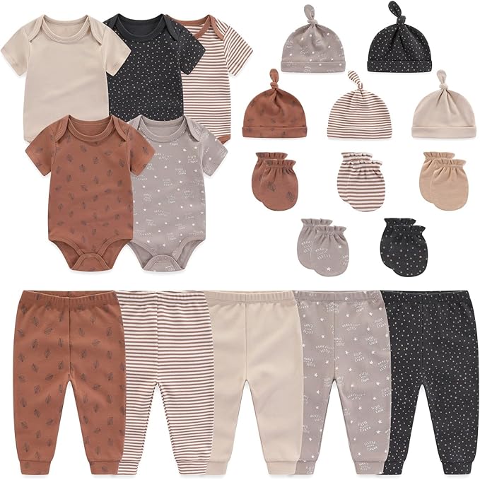 Unisex Baby Boy Girl Bodysuits Sets 20 Pack Cotton Casual New Born Clothes Comfort Infant Outfit Essentials