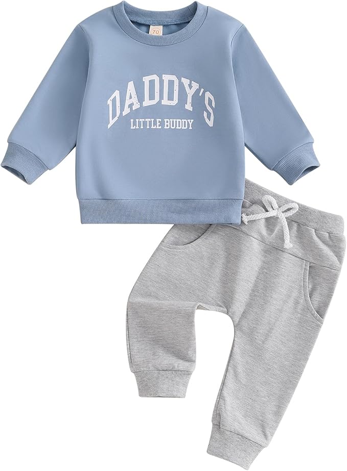 Toddler Baby Boy Fall Winter Outfit Long Sleeve Letter Print Sweatshirts and Jogger Pants Infant Boy Clothes