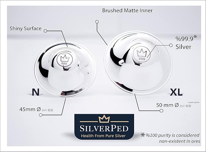100% Silver Nipple Shield, Soothe and Protect Sore Nipples for Breastfeeding Newborn, Eco-Friendly Nickel-Free Silver Nipple Covers, Polished Surface, 2 Pieces (Standard)