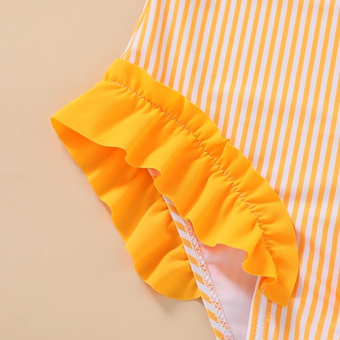 Happy Town Toddler Swimsuit Girl Solid Color Stripe One-Piece Baby Bathing Suits