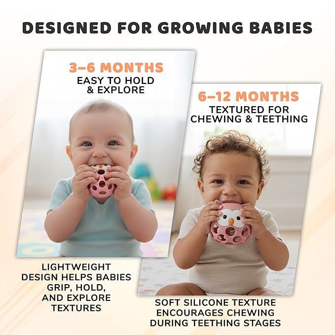 Baby’s Way Teething Toy – Owl Silicone Teether Toy for Babies 3–6 Months Toys for 6–12 Months – Baby Teething Relief, Silicone Teethers for Babies