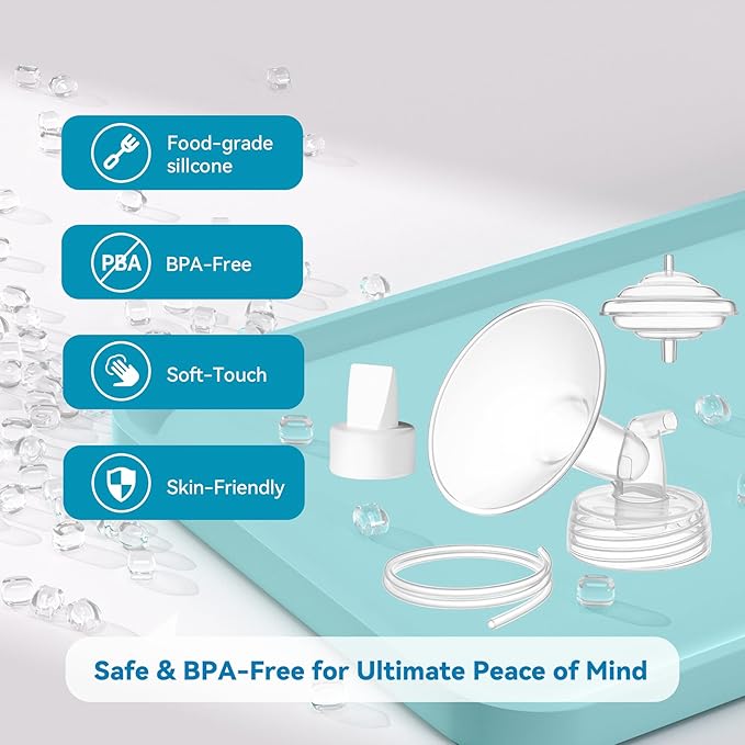 Breast Pump Accessories Kit - 19mm Flange Set Compatible with Spectra S1/S2/Motif Luna, Includes Valves, Tubing & Backflow Protectors
