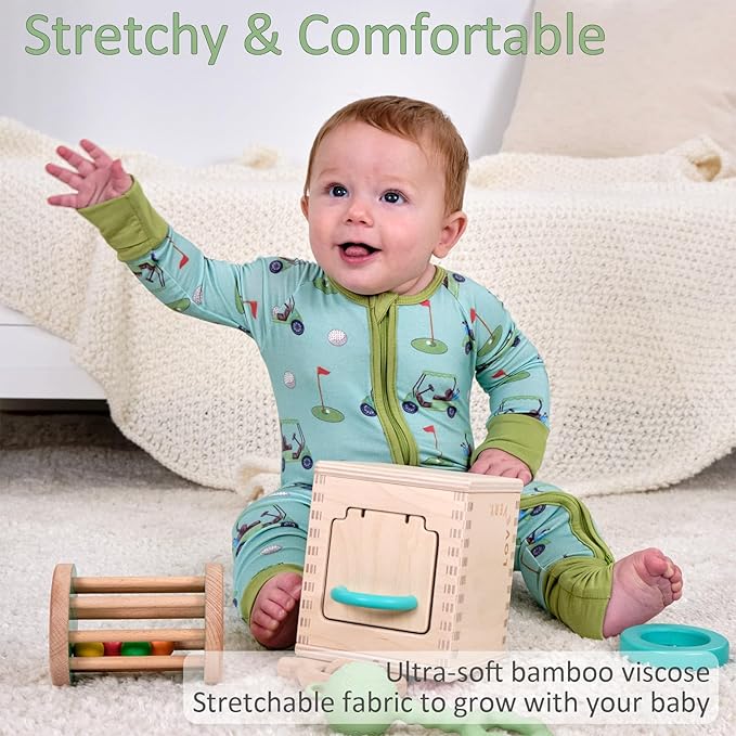 LollyBanks Baby Pajamas, 2-Way Zipper Romper, 95% Viscose Made from Bamboo and 5% Spandex, Baby Sleepers