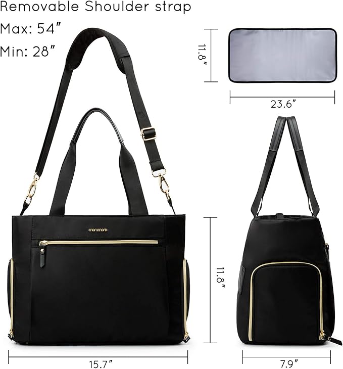mommore Breast Pump Bag Diaper Tote Bag with 15 Inch Laptop Sleeve Fit Most Breast Pumps Like Medela, Spectra S1,S2, Evenflo