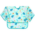 Bumkins Bibs, Baby and Toddler Girls and Boys 6-24 Months, Long Sleeve, Essential Must Have for Eating, Feeding, Mess Saving Lightweight Waterproof Fabric Sleeved Smock, Ocean Life