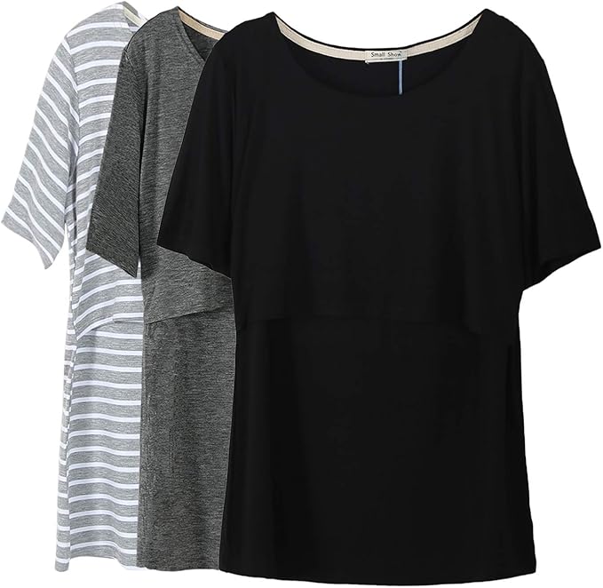 Smallshow Women's Maternity Nursing Tops Short Sleeve Breastfeeding Clothes