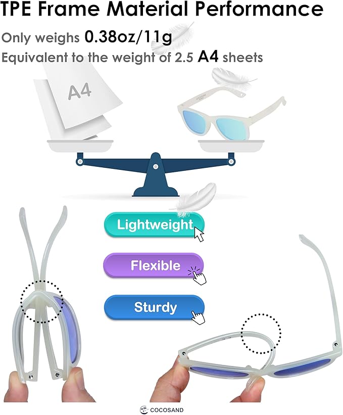 COCOSAND Flexible Baby Sunglasses with Strap Polarized UV Protection for Toddler Infant Newborn Boy Girl Age 0-24 Months