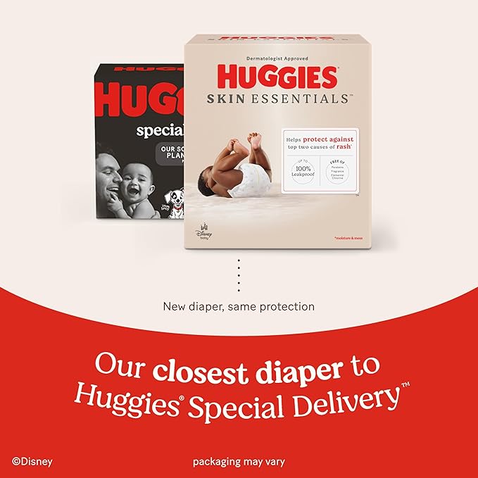 Huggies Size 6 Diapers, Skin Essentials Baby Diapers, Size 6 (35+ lbs), 96 Count (3 Packs of 32)