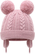 Duoyeree Toddler Winter Hat with Earflap Scarf Hood Thick Warm Kids Skull Cap for Baby Girls Boys