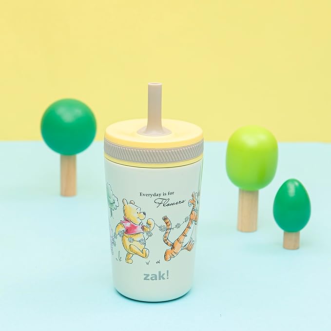 Zak Designs Disney Winnie the Pooh Kelso Toddler Cups For Travel or At Home, 12oz Vacuum Insulated Stainless Steel Sippy Cup With Leak-Proof Design is Perfect For Kids (Winnie the Pooh & Friends)