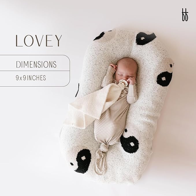 Forever French Baby | Lovey | Pacifier Holder | Lovey Gifts | Boy & Girl | Ideal for Age 0 Months & Up | Microfiber Feather Yarn (Brown Sugar Yin Yang)