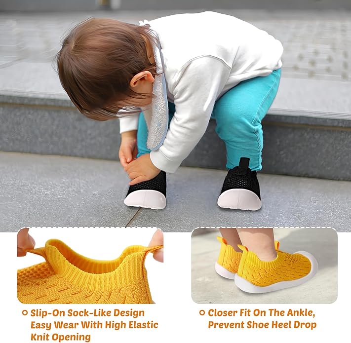 Baby Walking Shoes Toddler Girl Boy Soft Sole Breathable Cotton Canvas Shoes Infant Lightweight Non-Slip Safer Slip-on First Walkers Shoes Casual Tennis Wide Sneakers Rubber Soles Running Outdoor
