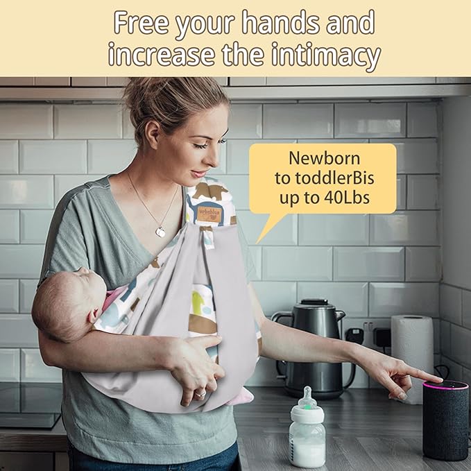 Baby Sling Carrier Newborn, Adjustable Easy Wearing Baby Nursing Warp Sling, New Mom Dad Soft Cotton Baby Front Holder Carrier for Infant Toddler Life Travel Essential Gifts