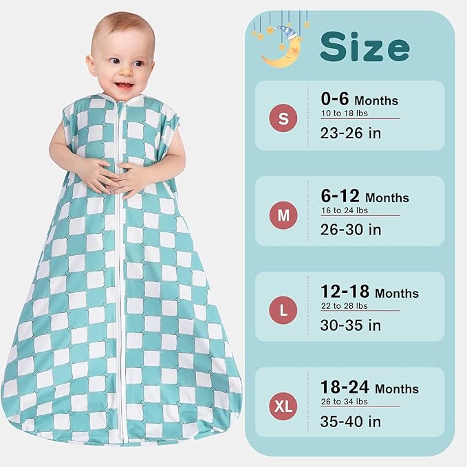 Baby Sleep Sack 12-18 Months 3 Pack Baby Wearable Blanket 100% Rayon Cotton 2-Way Zipper Toddler Sleeping Sack .Comfy Soft Lightweight TOG 0.3 (Bohemia&Checkered&Blue,)