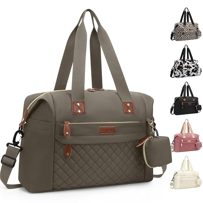 Pritent Diaper Bag Tote, Diaper Baby Bags with Pacifier Case, Shoulder Straps, Stroller Clips, Waterproof Large Mommy Bag Maternity Bag Travel Baby Bag for Mom and Dad, khaki