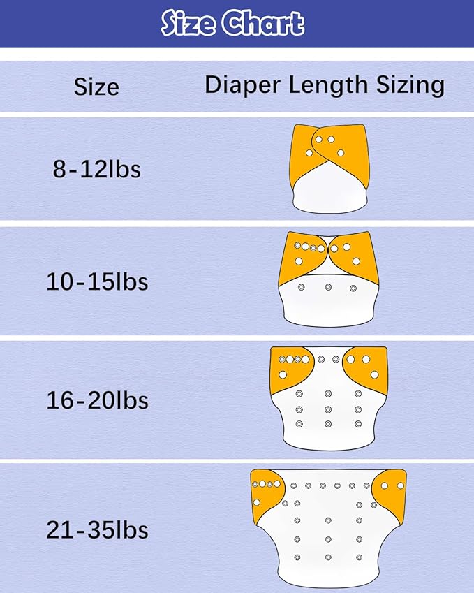 Babygoal Baby Cloth Diaper 6 Pack with 6pcs Inserts and Wet Bag for Fitted Diapers and Prefolds, Adjustable and Reusable Covers for Toddler Boys and Girls