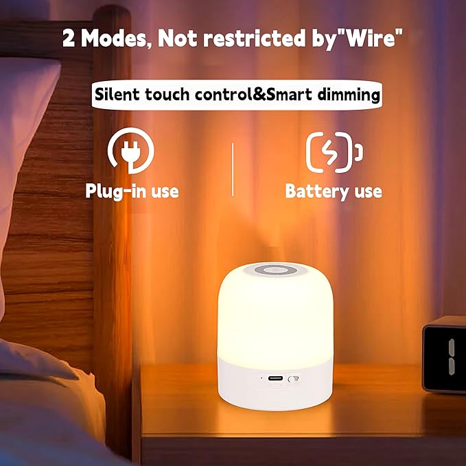 Baby Night Light 3 Colors Egg Light for Nursery Rechargeable Nursery Night Light Small Cordless Table&Bedside Lamp Eye Caring Dimmable LED Touch Night Lamp for Kids, Toddler, Nursing