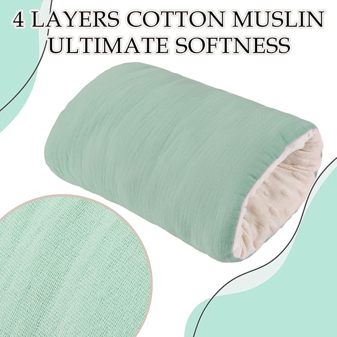 Baby Feeding Arm Pillow Breastfeeding Bottle Nursing Cozy Cradle Pillow for Newborn Soft Double Sided Muslin Cotton Head Support Comfortable Feeding for Mom(Green,Simple)