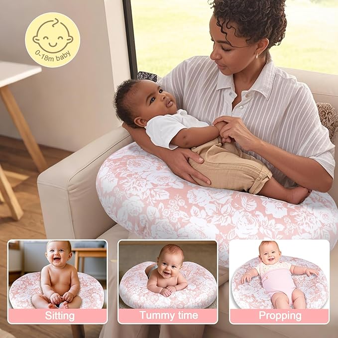 Baby Nursing Pillow for Breastfeeding, Adjustable Breast Feeding Pillow for Bottle Feeding, Ergonomic Support for Mom and Baby Healthier Nursing, for Newborn (Rose)