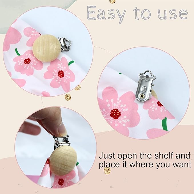 38 Pieces Wood Pacifier Clips Baby Grasping Suspender Clips Natural Beech Wood Pacifier Clip Holder Pacifier Clips Chain Accessories