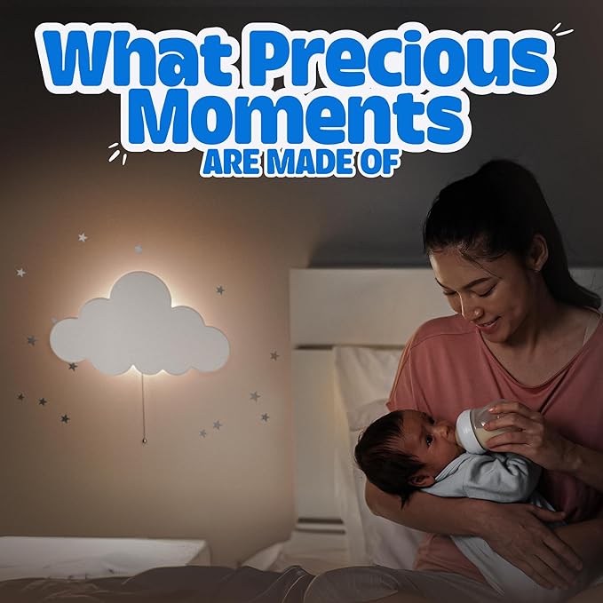 Tip perk Floating Cloud Wall Lamp for Baby Nursery | Cute Floating Cloud Lamp for Kids Bedroom | Battery-Operated Hanging Night Lights for Bedroom