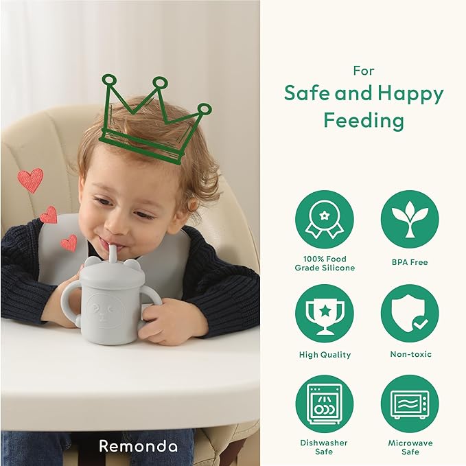 Remonda 23-Piece BPA-Free Silicone Baby Feeding Set | Extra Large Suction Plates, Toddler Bowls, Self Feeding Spoons, and More | Dishwasher Safe| Baby Led Weaning Supplies (Beige)